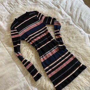Ribbed Stripped Bodycon Sweater Dress S